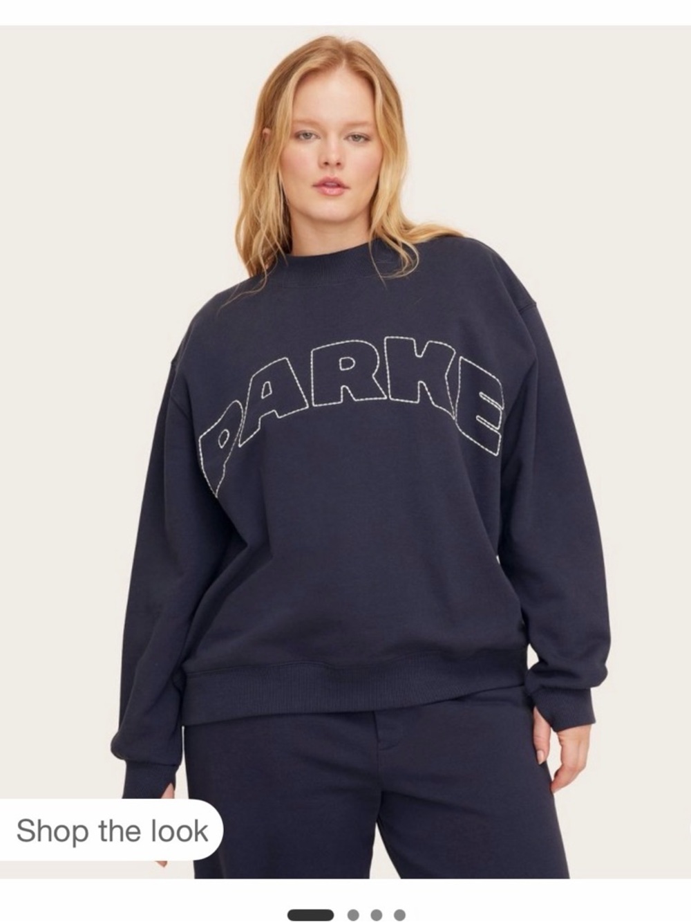 Parke x Target Navy Mockneck Crewneck Sweatshirt with Contrasting Stitch Logo
